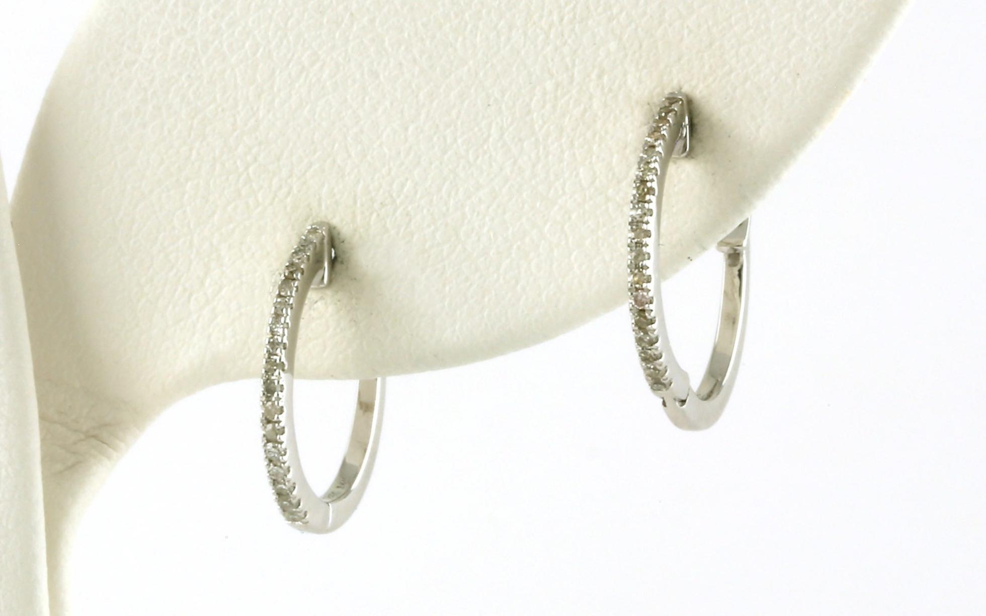 Petite Diamond Huggie Earrings in White Gold (0.10cts TWT)