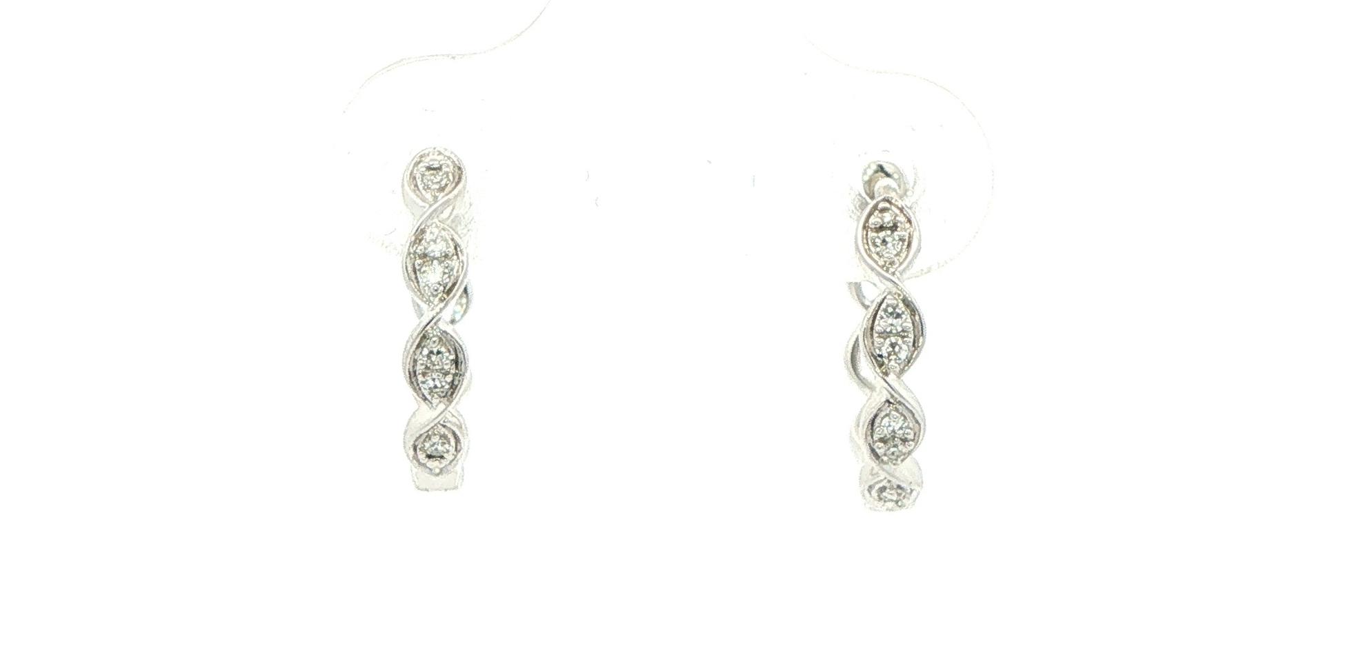 Diamond Infinity Hoop Earrings in White Gold (0.05cts TWT)