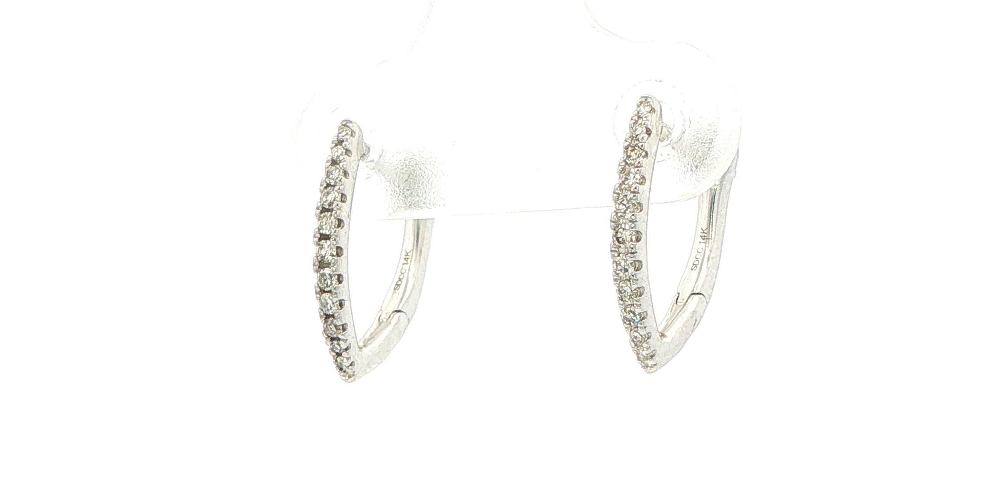 V-Shaped Diamond Hoop Earrings in White Gold (0.10cts TWT)
