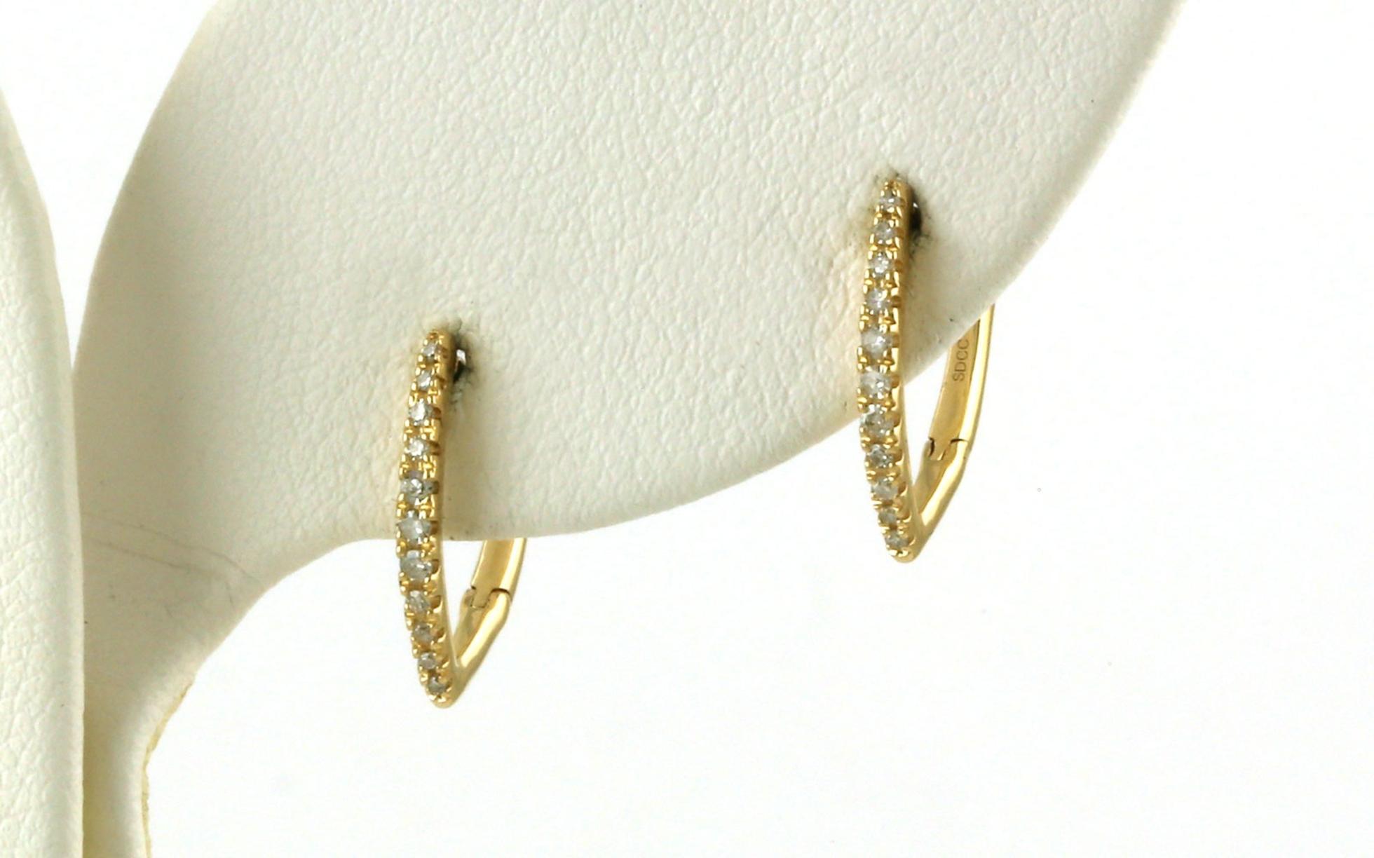 Yellow Gold V-Shaped Diamond Hoop Earrings (0.10cts TWT)