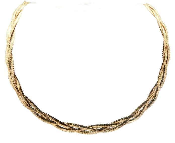 content/products/Estate Piece: Braided Flexible Mesh Chain Necklace in Yellow Gold 