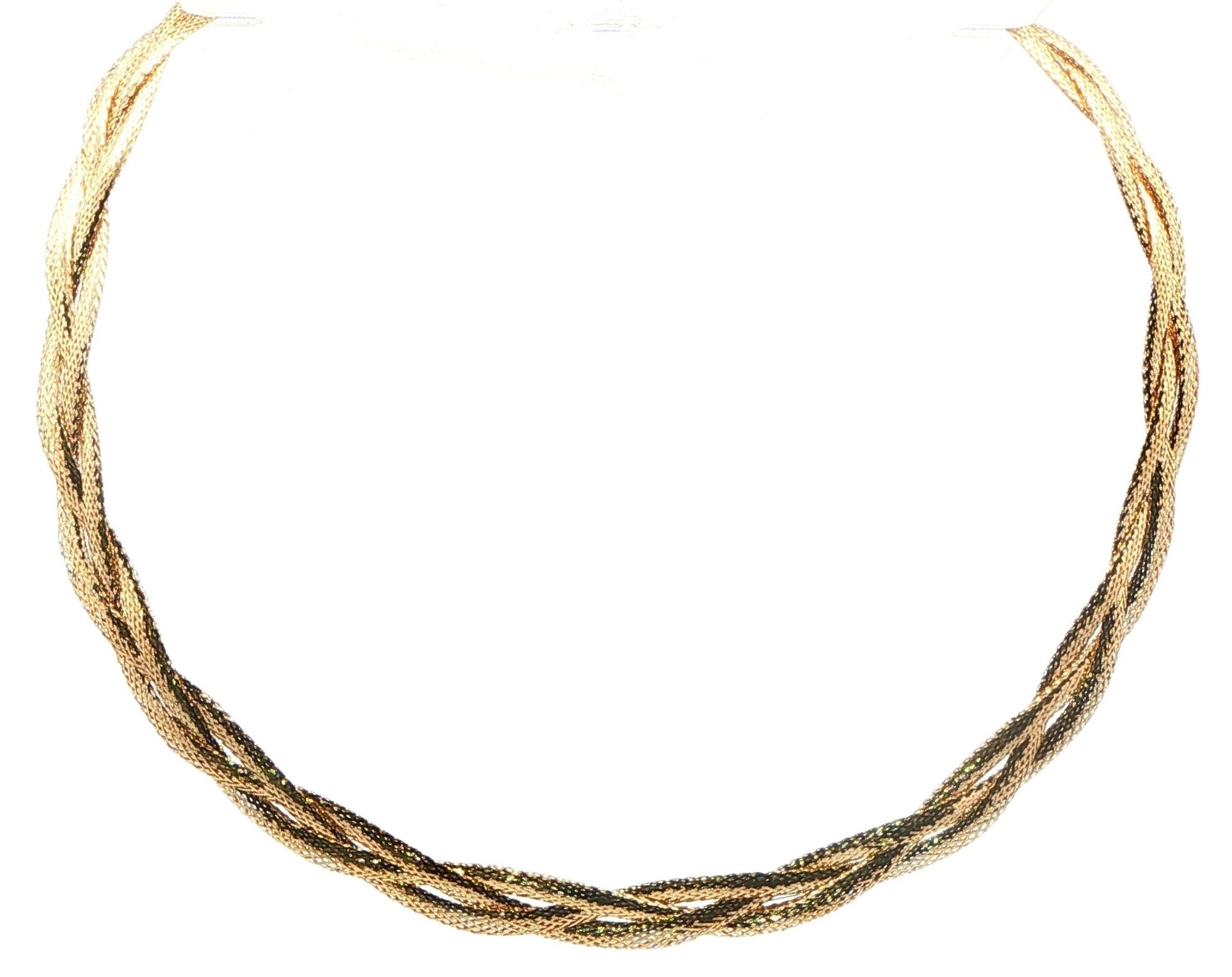 Estate Piece: Braided Flexible Mesh Chain Necklace in Yellow Gold