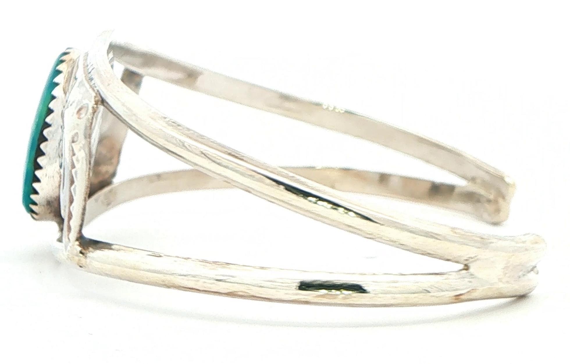 Estate Piece: Oval Turquoise Cabochon Bangle Bracelet in Sterling Silver side