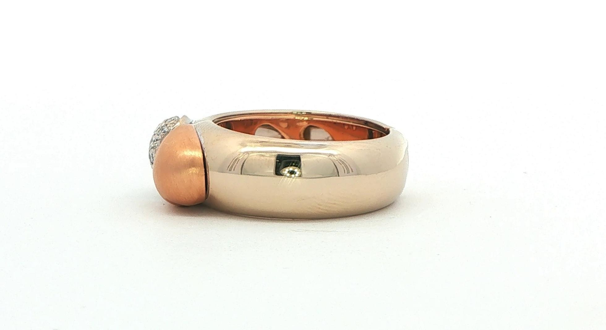 Estate Piece: Opening Diamond Pavé Double Heart Ring with Matte Finish in Two-tone Rose and White Gold (0.25cts TWT) side