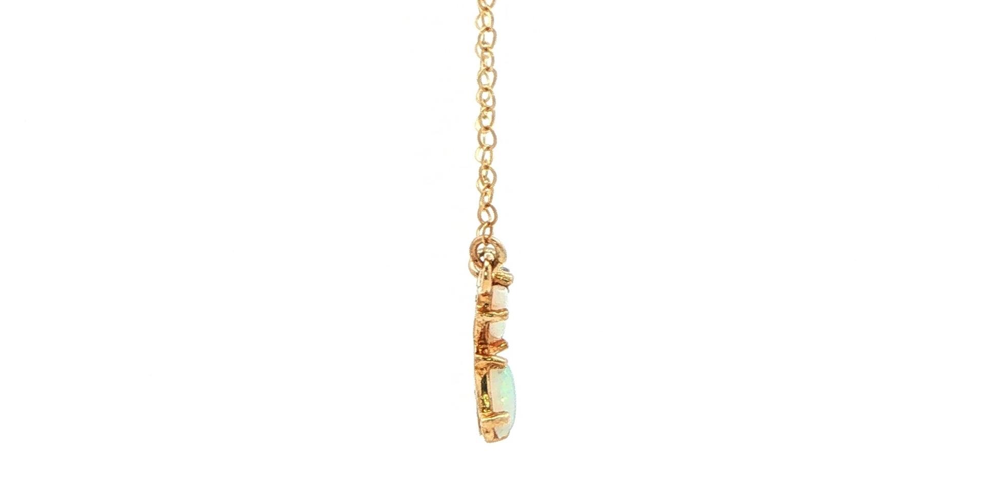 Estate Piece: Opal Butterfly Pendant Necklace with Diamond Accents in Yellow Gold (0.05cts TWT) side