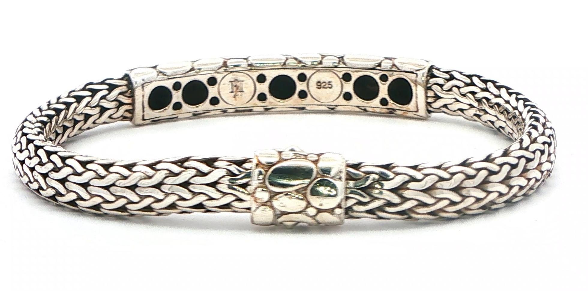 Estate Piece: David Yurman Byzantine Chain Bracelet with Textured Pebble Station in Sterling Silver back