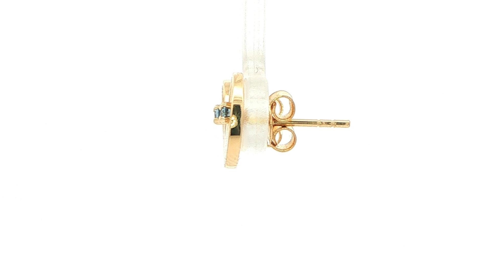 Circle Mountain Landscape Montana Yogo Sapphire Stud Earrings in Yellow Gold (0.07cts TWT) side
