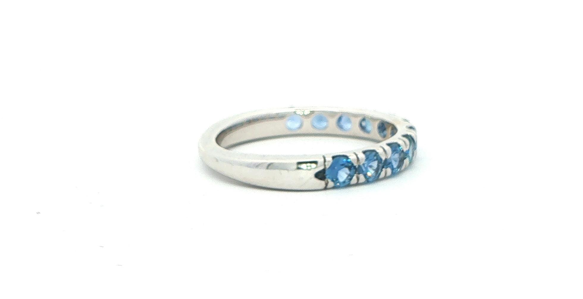 11 Stone French-set Montana Yogo Sapphire Band in White Gold (0.88cts TWT) side