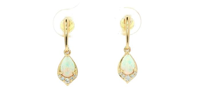 content/products/Pear-Shaped Opal and Diamond Drop Earrings in Yellow Gold (0.53cts TWT)