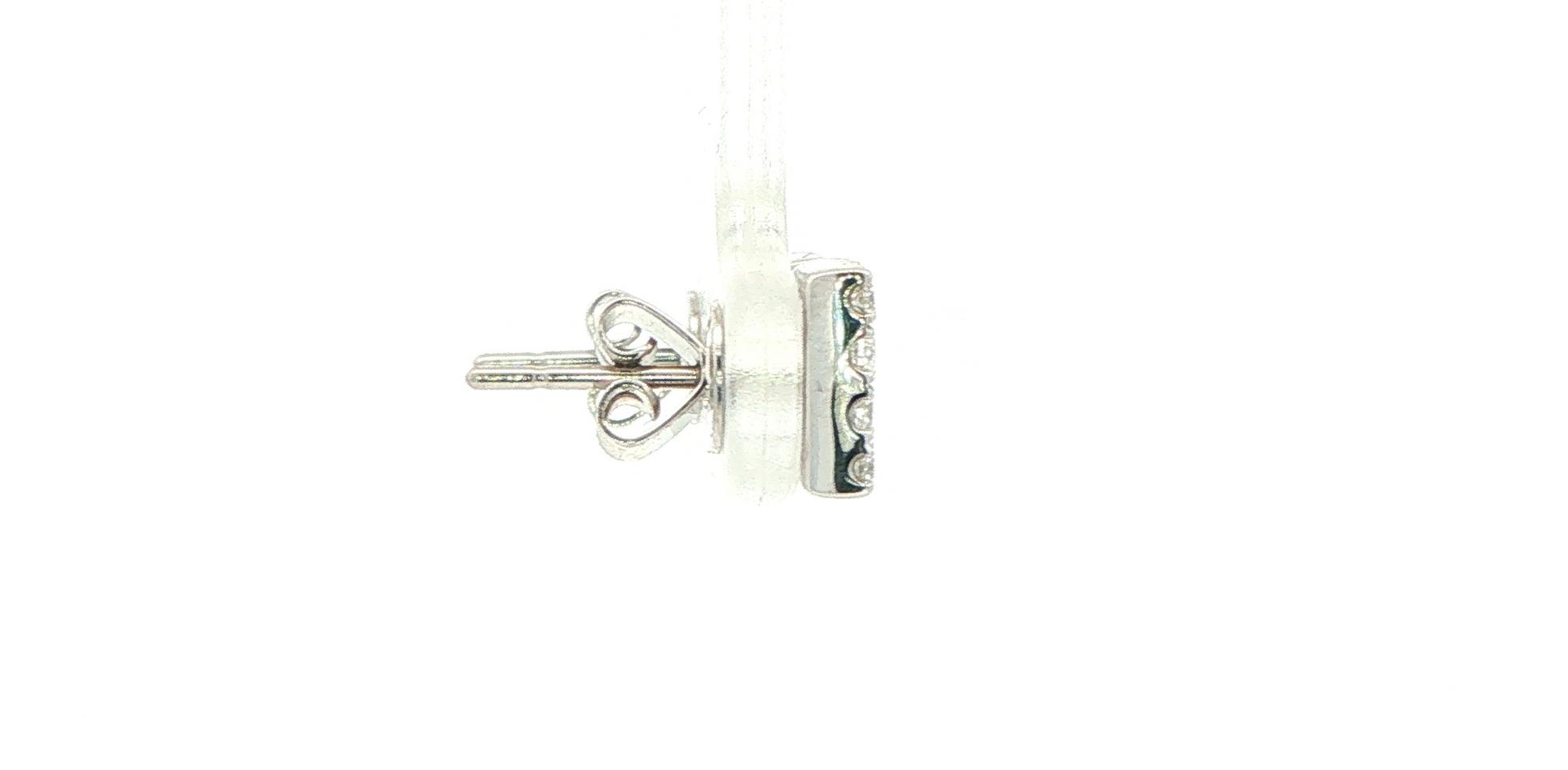 Double Baguette Montana Yogo Sapphire and Diamond Halo Stud Earrings in White Gold (0.94cts TWT) side