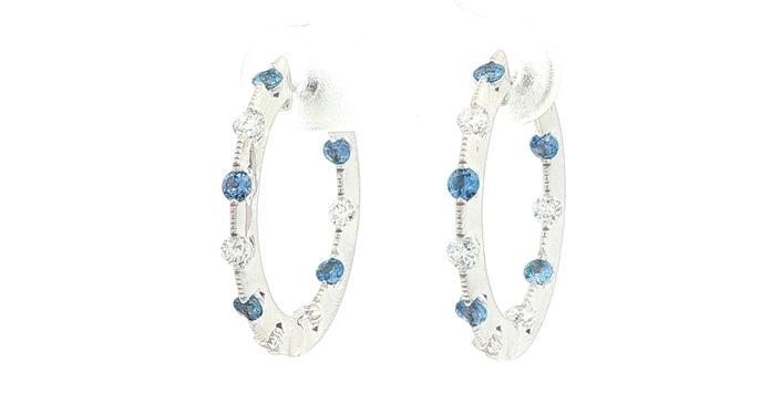 content/products/Montana Yogo Sapphire and Diamond Alternating Hoop Earrings with Milgrain in White Gold (1.00cts TWT) angled