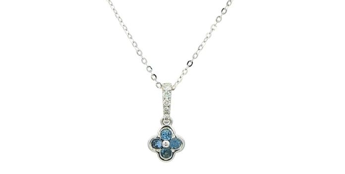 content/products/Montana Yogo Sapphire Floral Pendant Necklace with Diamond Bail in White Gold (0.24cts TWT)