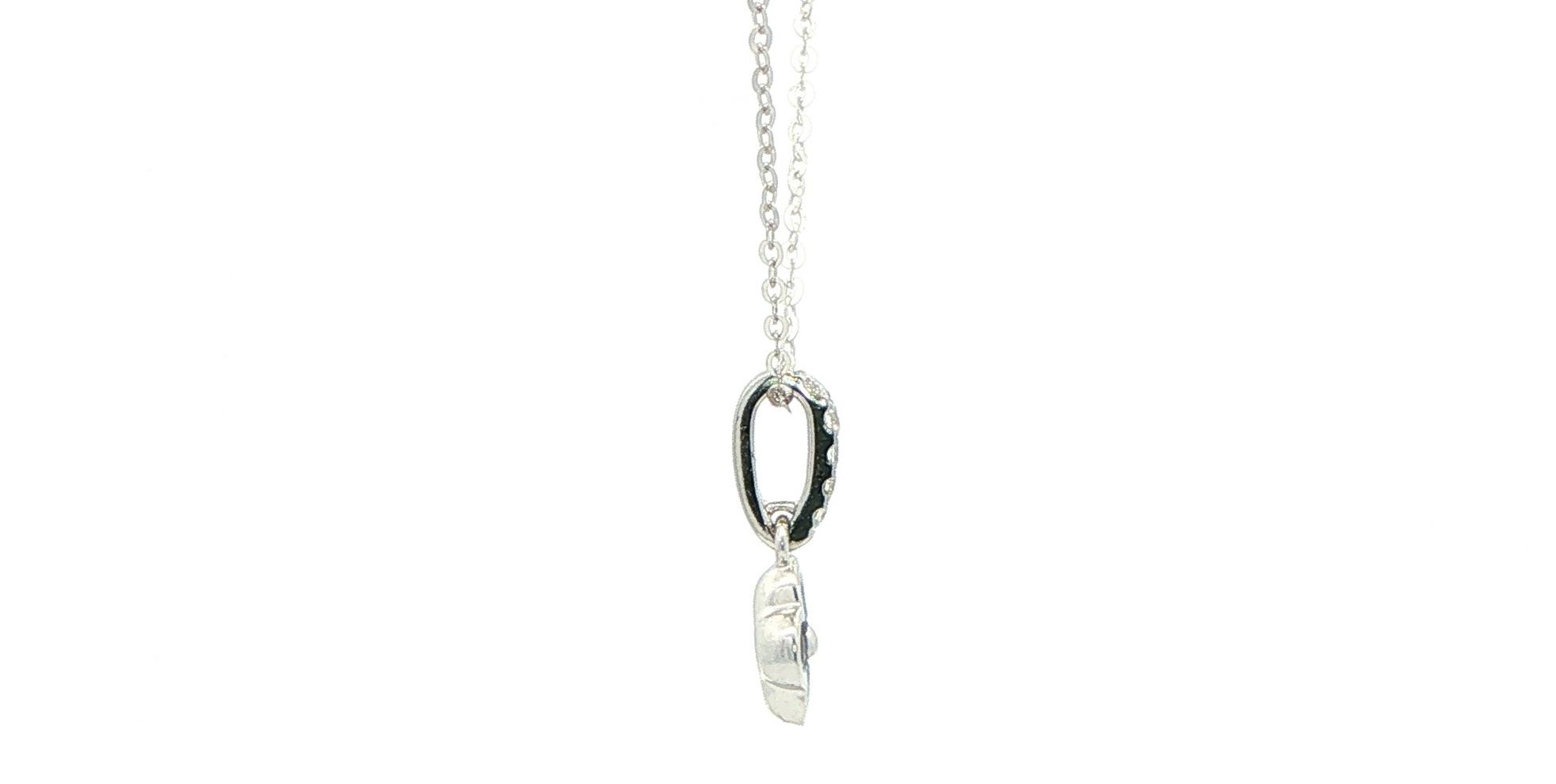 Montana Yogo Sapphire Floral Pendant Necklace with Diamond Bail in White Gold (0.24cts TWT) side