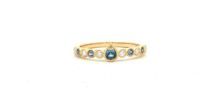 content/products/Montana Yogo Sapphire and Diamond Milgrain Bezel Stackable Ring Yellow Gold (0.35cts TWT)