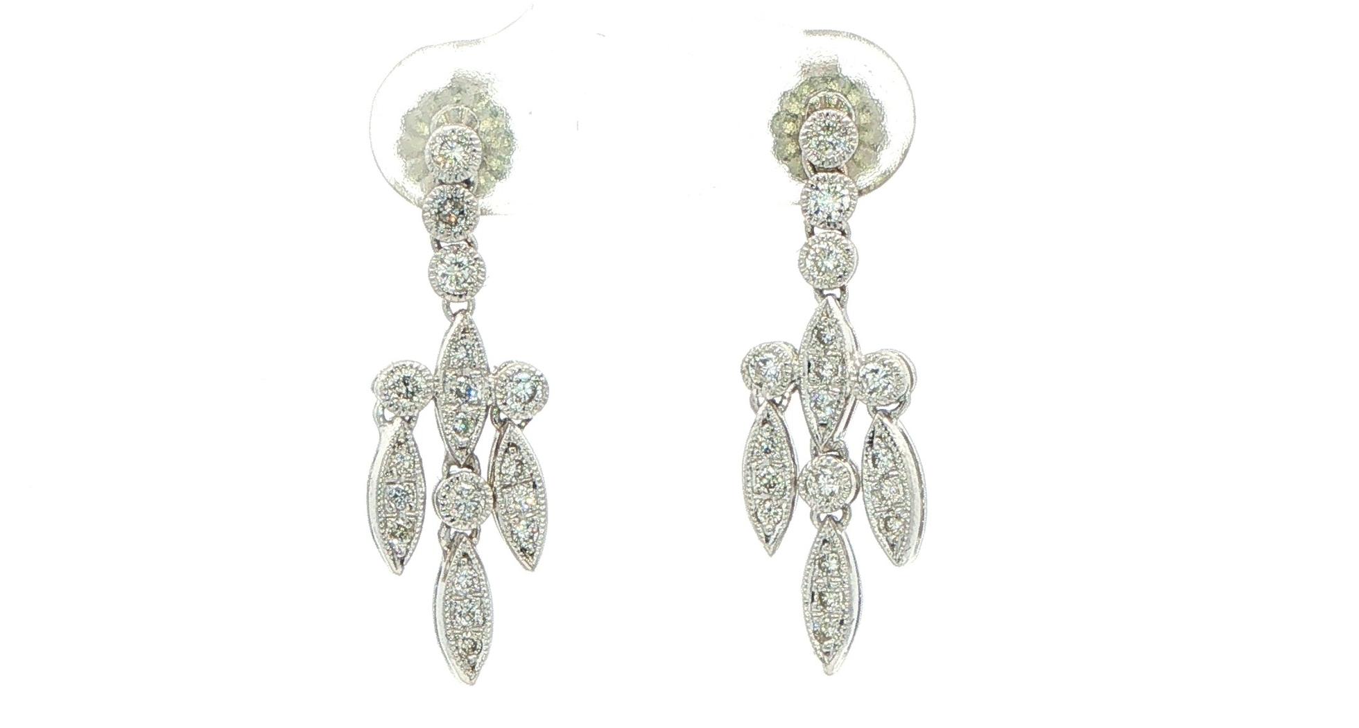 Estate Piece: Diamond Chandelier Drop Earrings in White Gold (0.50cts TWT)