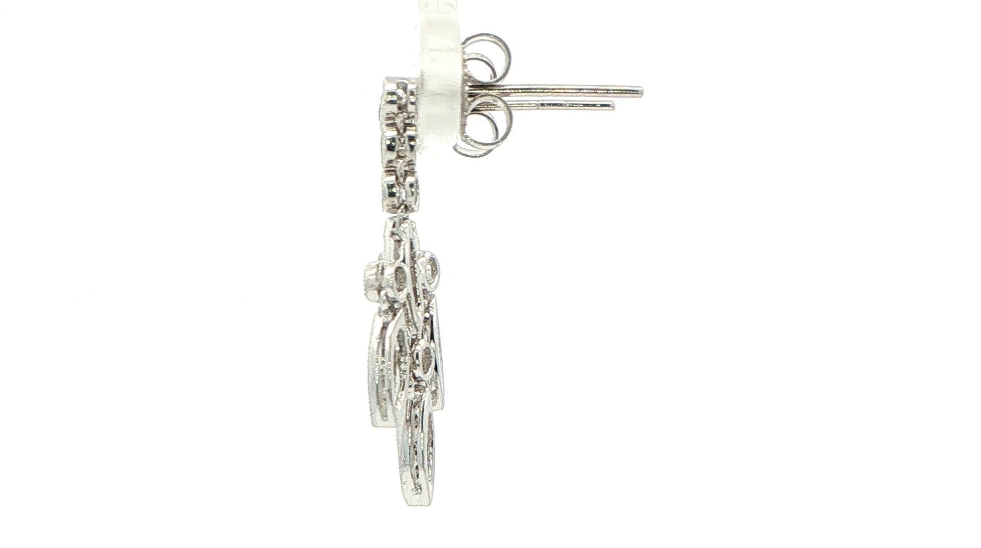 Estate Piece: Diamond Chandelier Drop Earrings in White Gold (0.50cts TWT) side