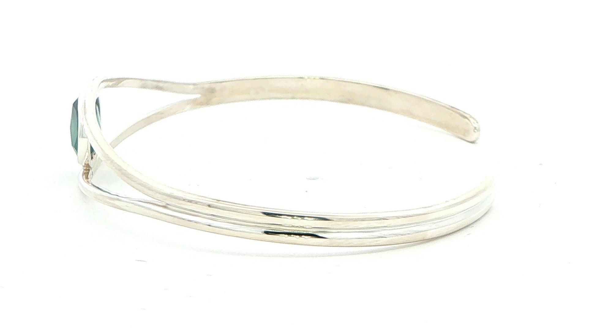 Bezel-Set Rose-cut Montana Sapphire Split Cuff Bangle in Sterling Silver (2.03cts TWT) side
