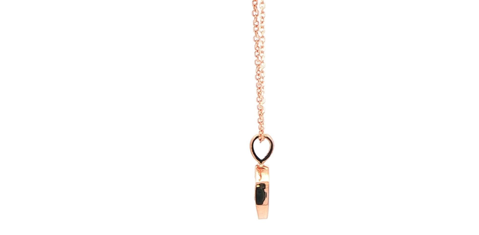 Bezel-set Raw Un-cut Huckleberry Sapphire Charm Necklace in Rose Gold (0.67cts) side
