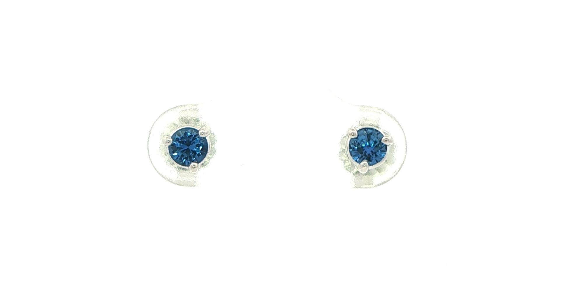 Montana Yogo Sapphire Stud Earrings in 3-Prong Martini Settings in White Gold (0.43cts TWT)