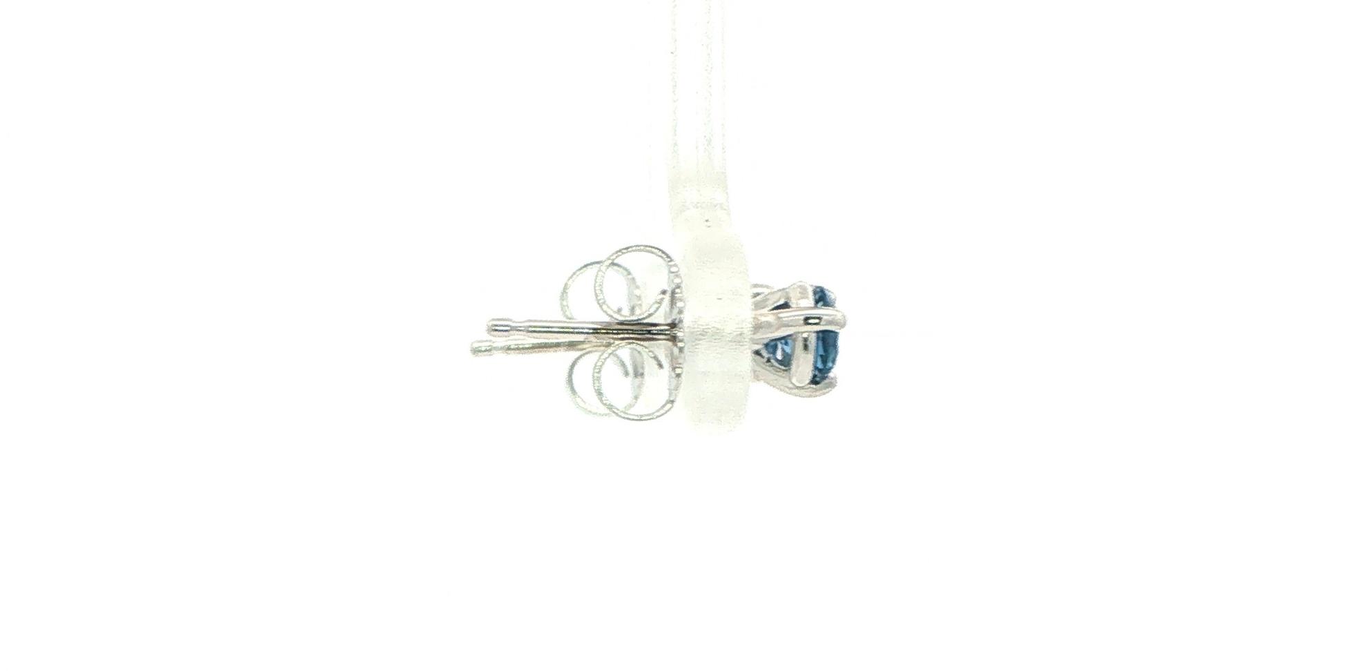 Montana Yogo Sapphire Stud Earrings in 3-Prong Martini Settings in White Gold (0.43cts TWT) side