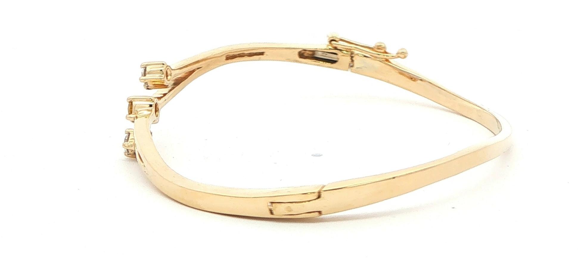 Estate Piece: 3-Stone Yellow and White Diamond Split Bangle in Yellow Gold (0.45cts TWT) side