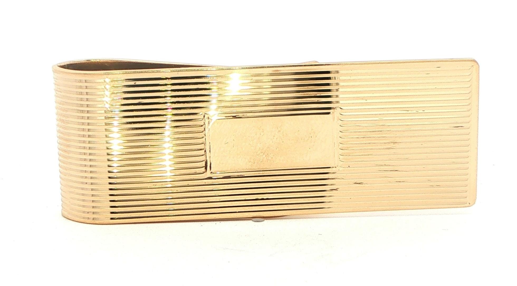 Estate Piece: Tiffany & Co. Textured Money Clip with Engraving Plate in Yellow Gold