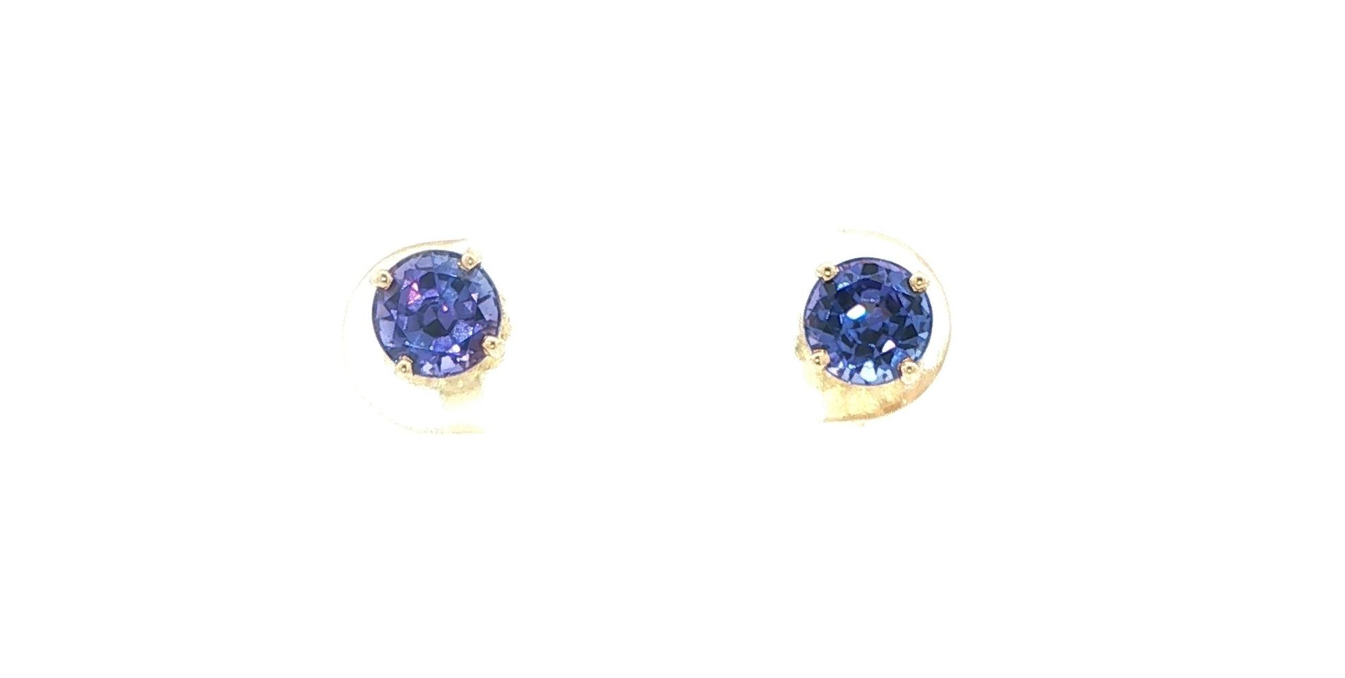 Estate Piece: Round Tanzanite Stud Earrings in Yellow Gold (1.00cts TWT)