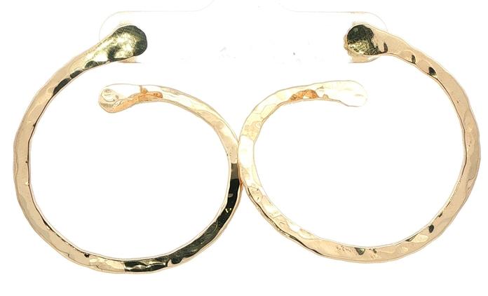content/products/Estate Piece: Hammered Open Front Facing Hoop Earrings in Yellow Gold