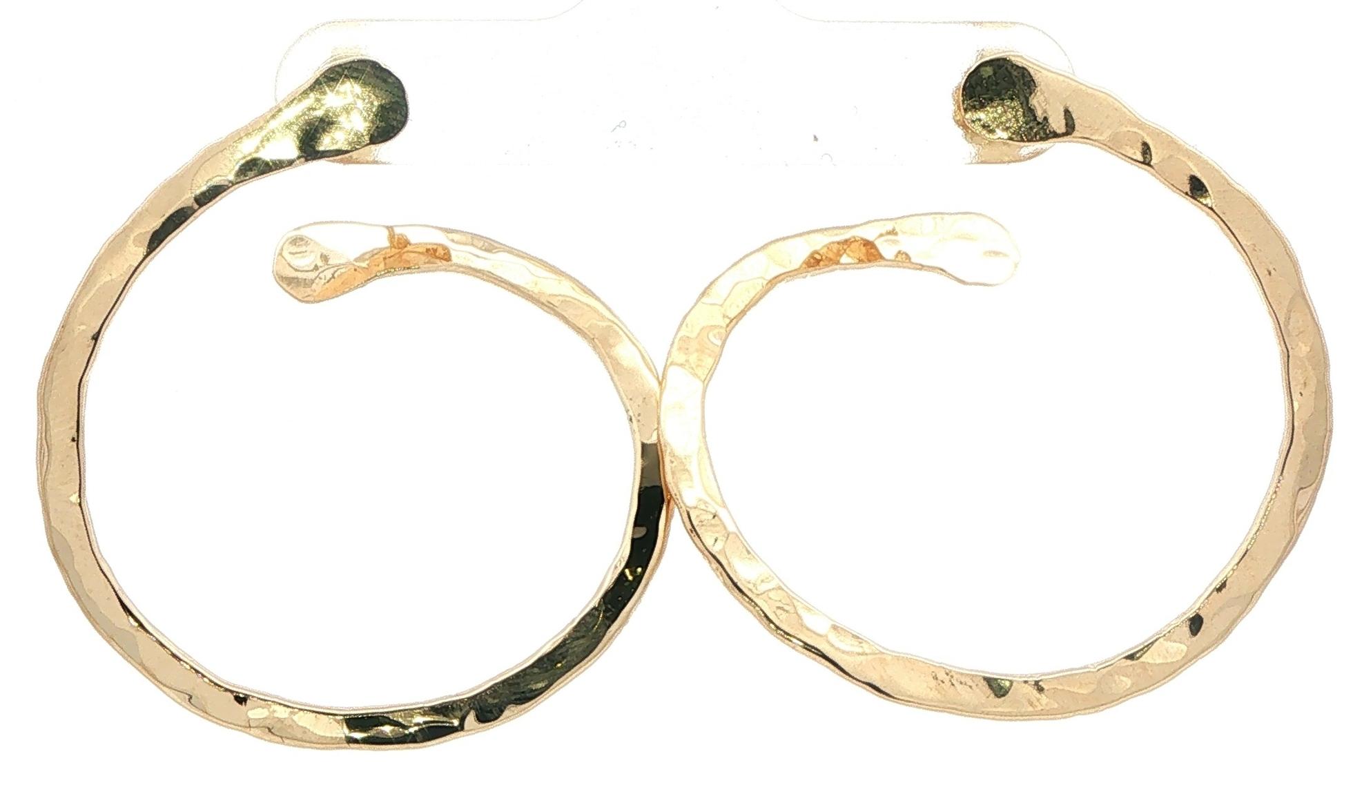 Estate Piece: Hammered Open Front Facing Hoop Earrings in Yellow Gold
