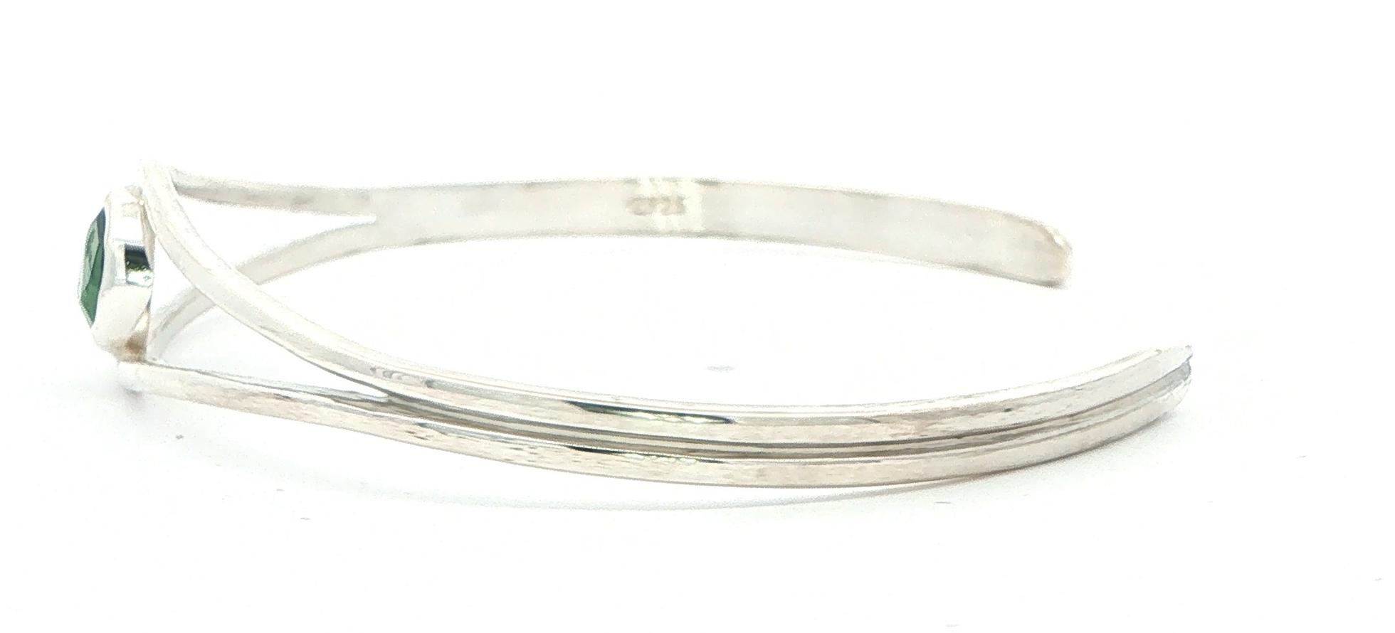 Forest Green Rose-cut Montana Sapphire Split-Shank Cuff Bangle Bracelet in Sterling Silver (1.76cts TWT) side