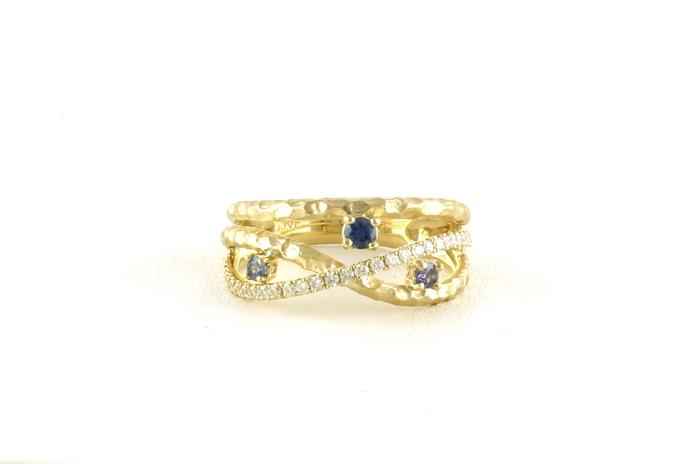 content/products/Hammered 3-Row Woven Montana Yogo Sapphire and Diamond Ring (0.47cts TWT)