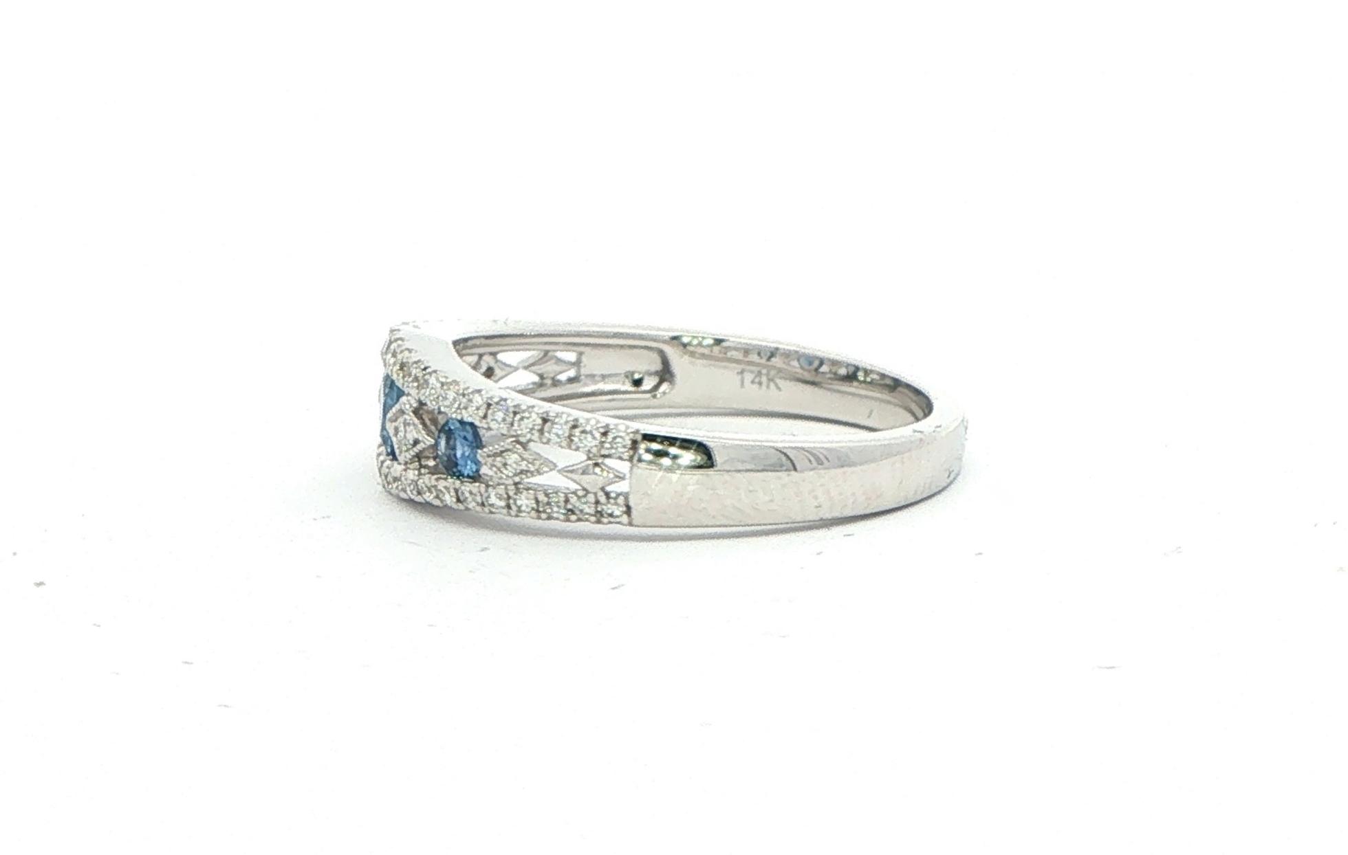 3-Row Openwork Montana Yogo Sapphire and Diamond Ring White Gold (0.55cts TWT) side