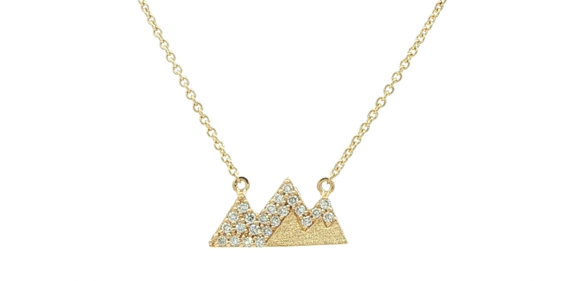 Diamond Mountain Range Charm Necklace in Yellow Gold (0.18cts TWT)