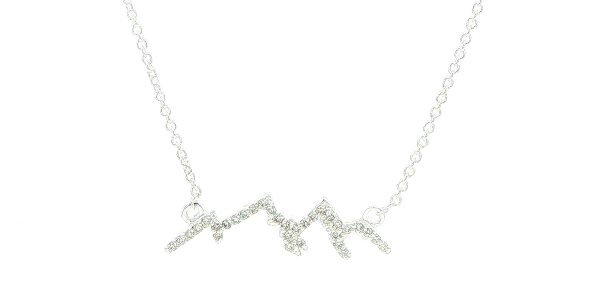 Diamond Pave Mountain Range Necklace in White Gold (0.17cts TWT)