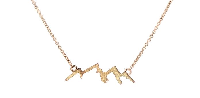 content/products/Textured Mountain Range Charm Necklace in Rose Gold