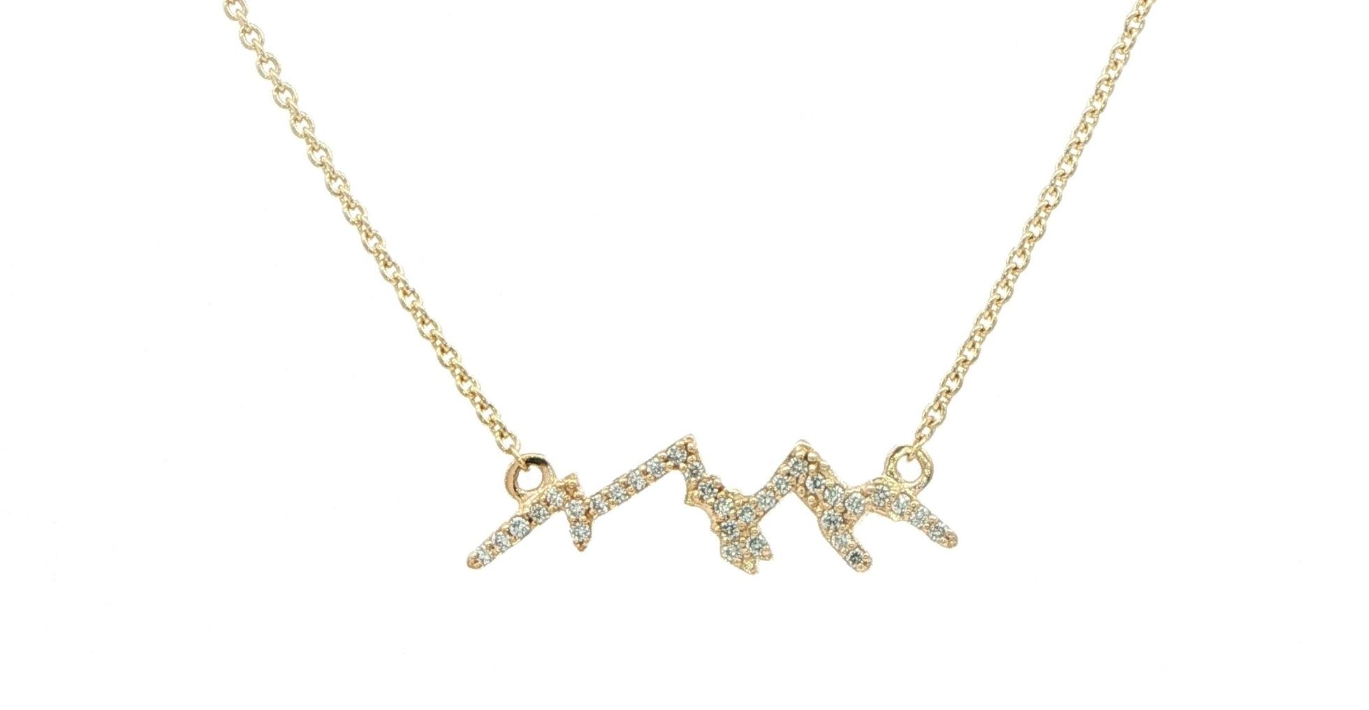 Diamond Pave Mountain Range Necklace in Yellow Gold (0.17cts TWT)