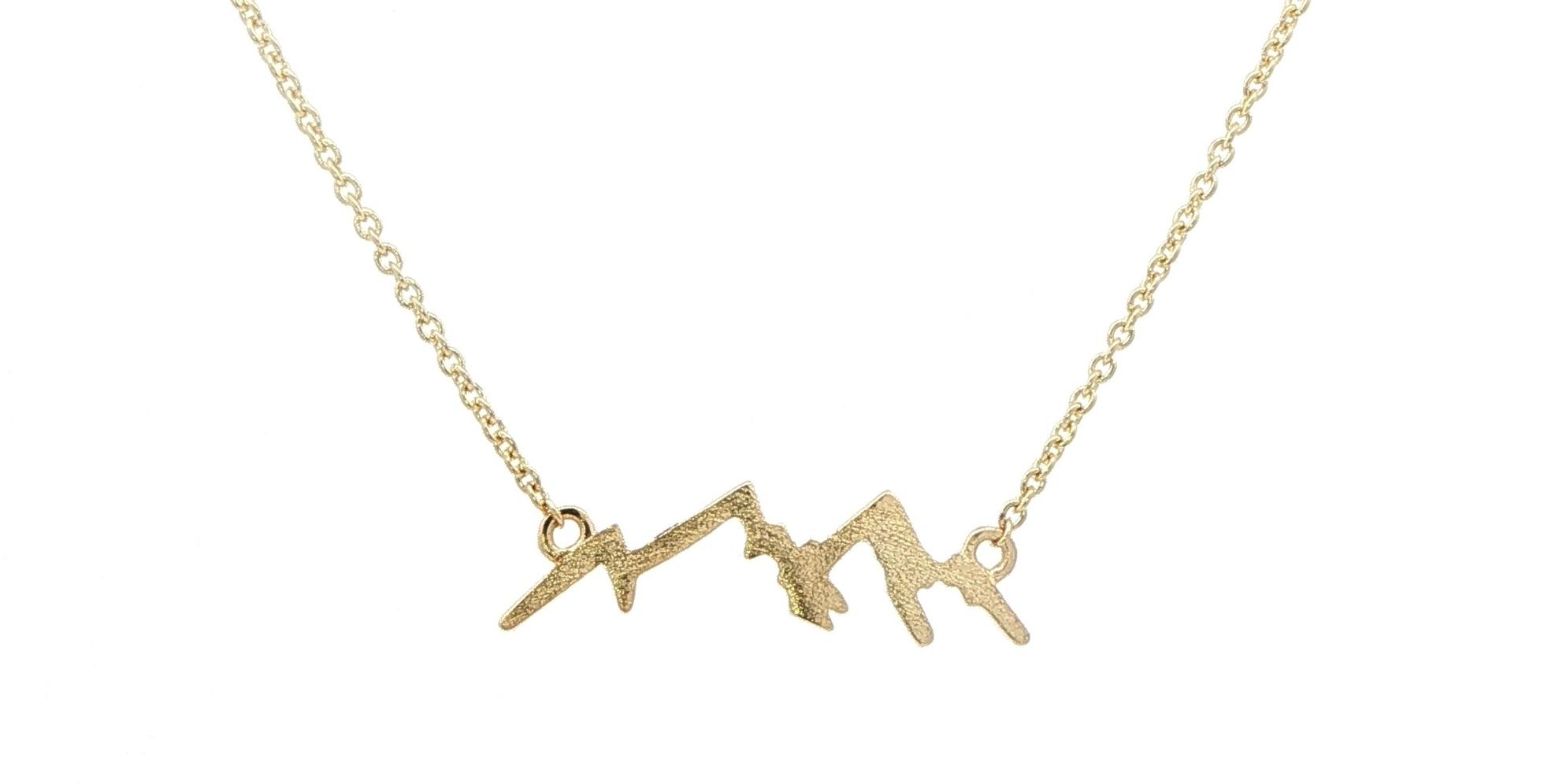 Textured Mountain Range Pendant Necklace in Yellow Gold