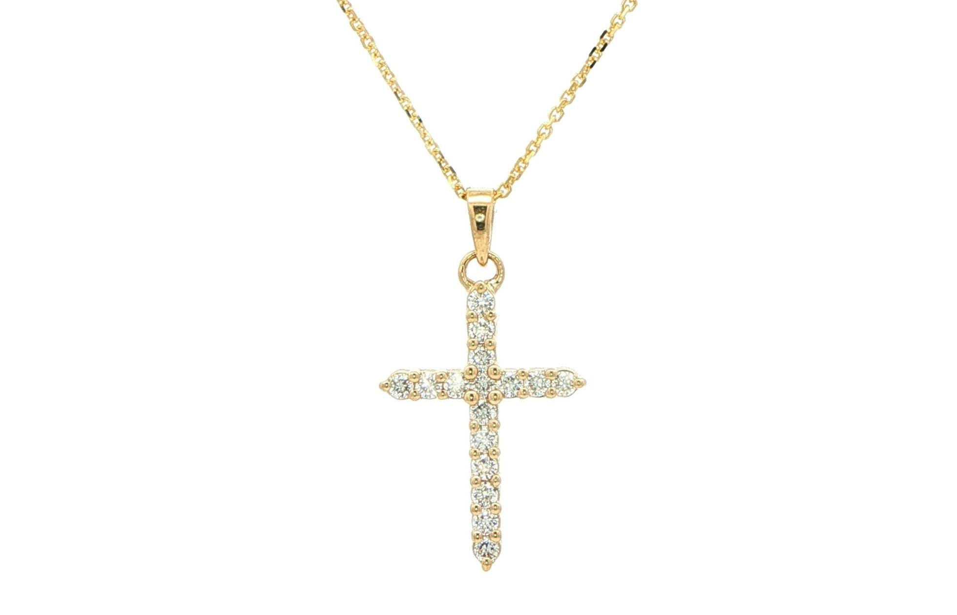 Diamond Cross Pendant Necklace in Yellow Gold (0.25cts TWT)