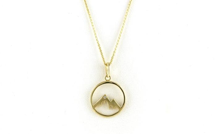 content/products/Small Circle Mountain with Flush-Set Diamond Necklace in Yellow Gold (0.01ct)
