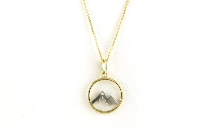 content/products/Small Circle Mountain with Diamond Accent Necklace in Two Tone Gold (0.01ct)
