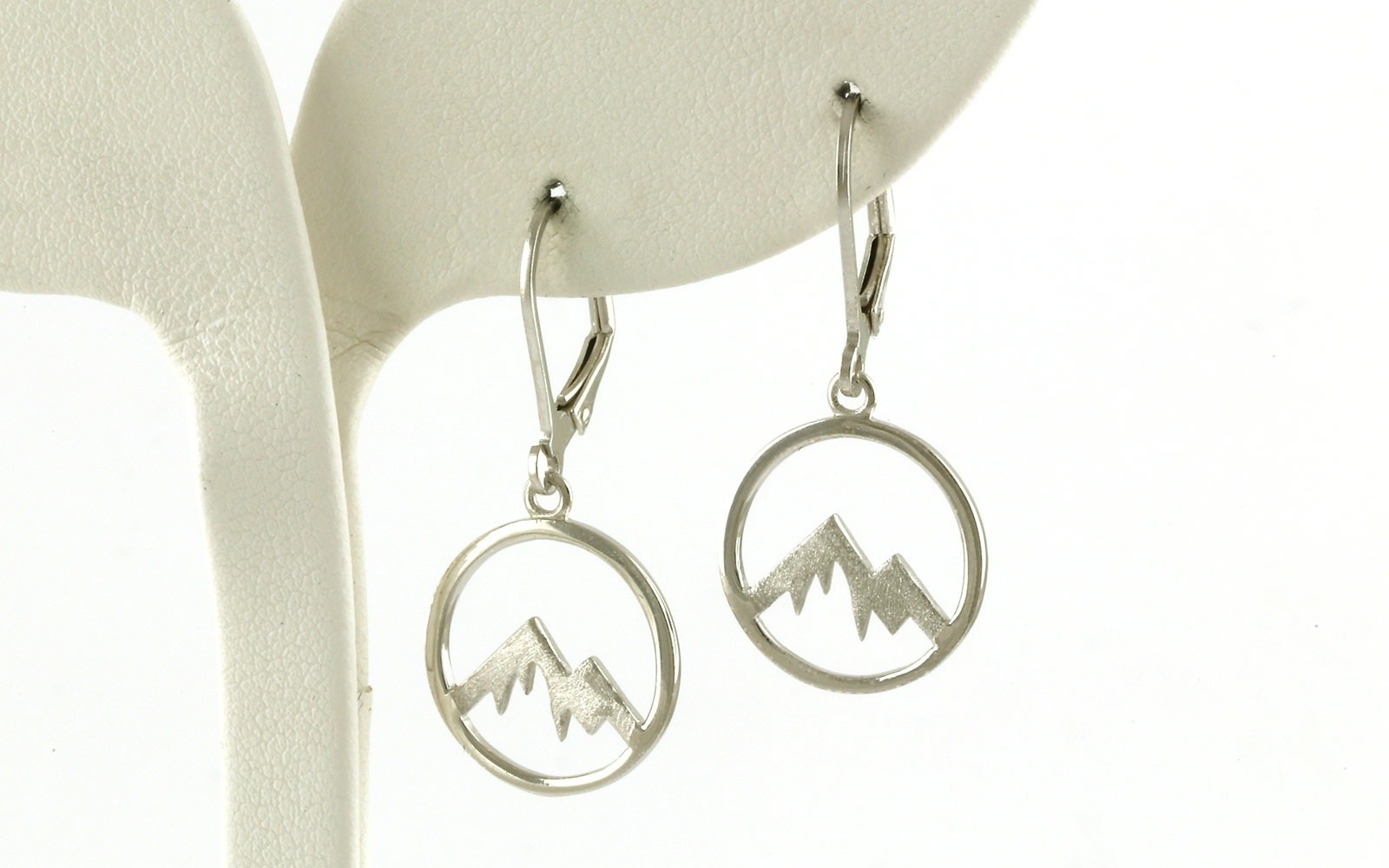 Small Circle Jagged Mountain Leverback Earrings in Sterling Silver
