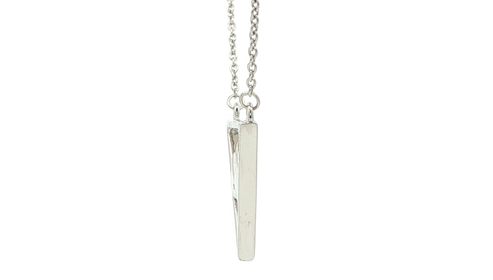 Triangle Frame Mountain Motif Pendant Necklace in Sterling Silver side