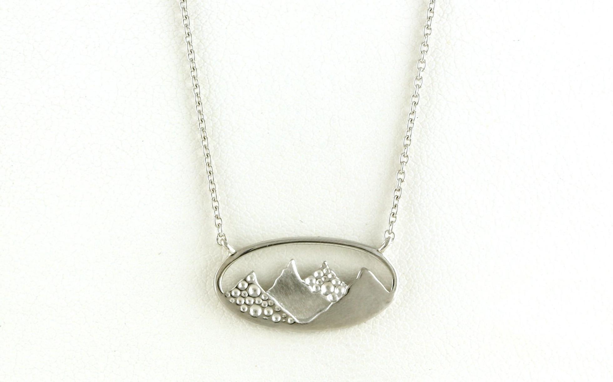 Oval Mountain Split Chain Necklace in Sterling Silver with Rhodium-Plate