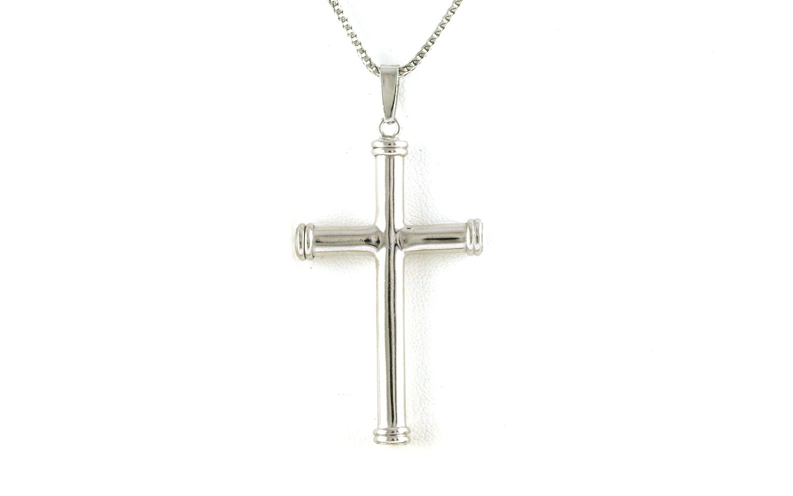 Large Hollow Rounded Cross Necklace in Sterling Silver