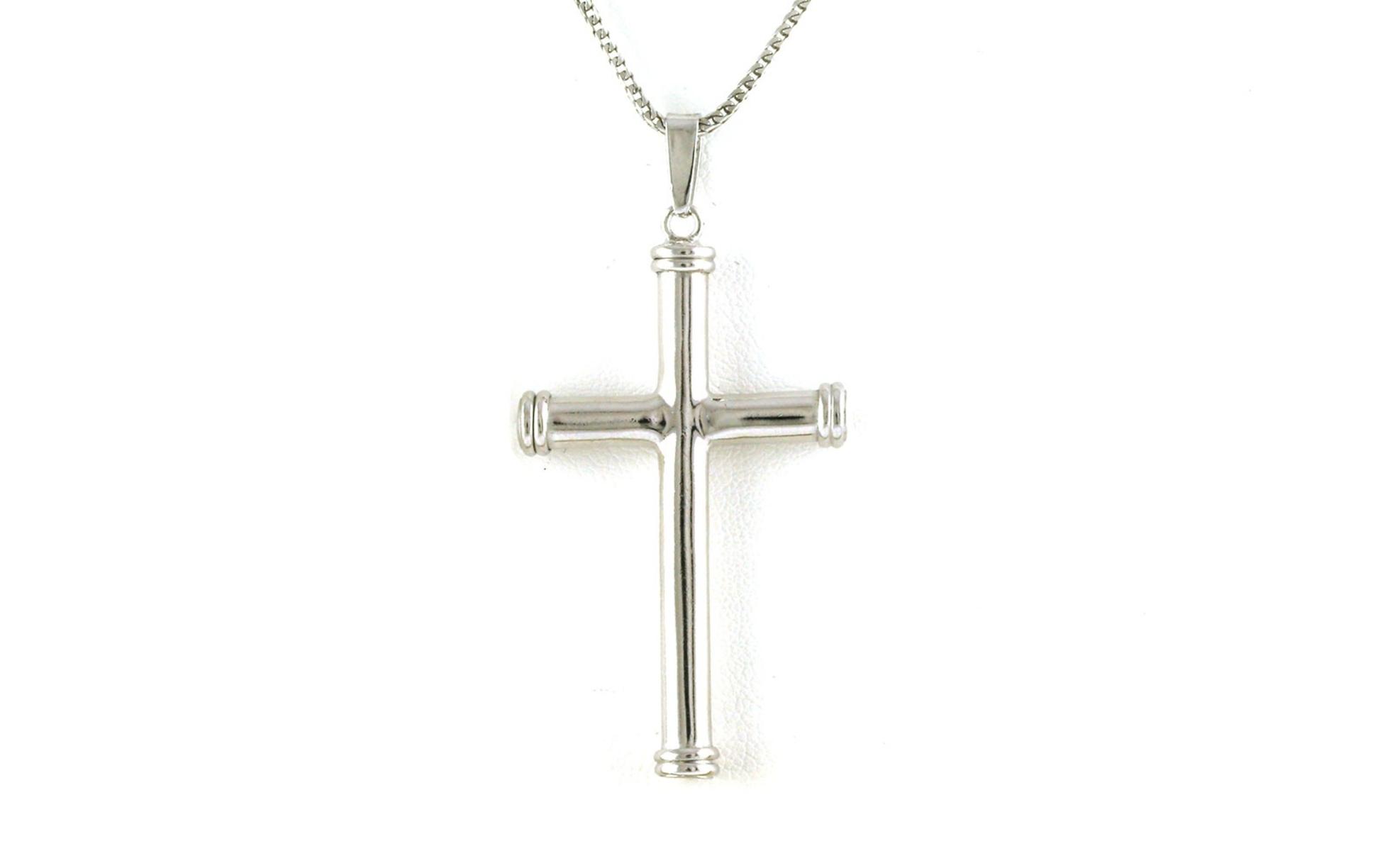 Large Hollow Rounded Cross Necklace in Sterling Silver