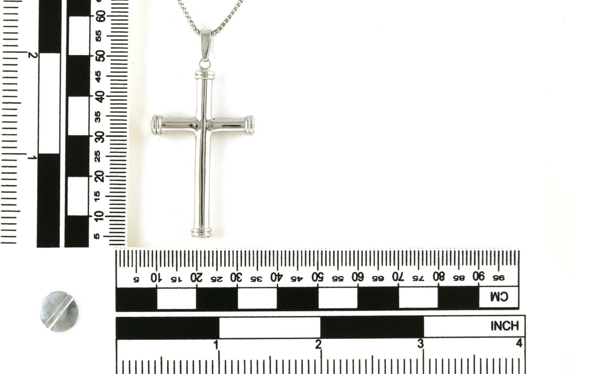 Large Hollow Rounded Cross Necklace in Sterling Silver scale