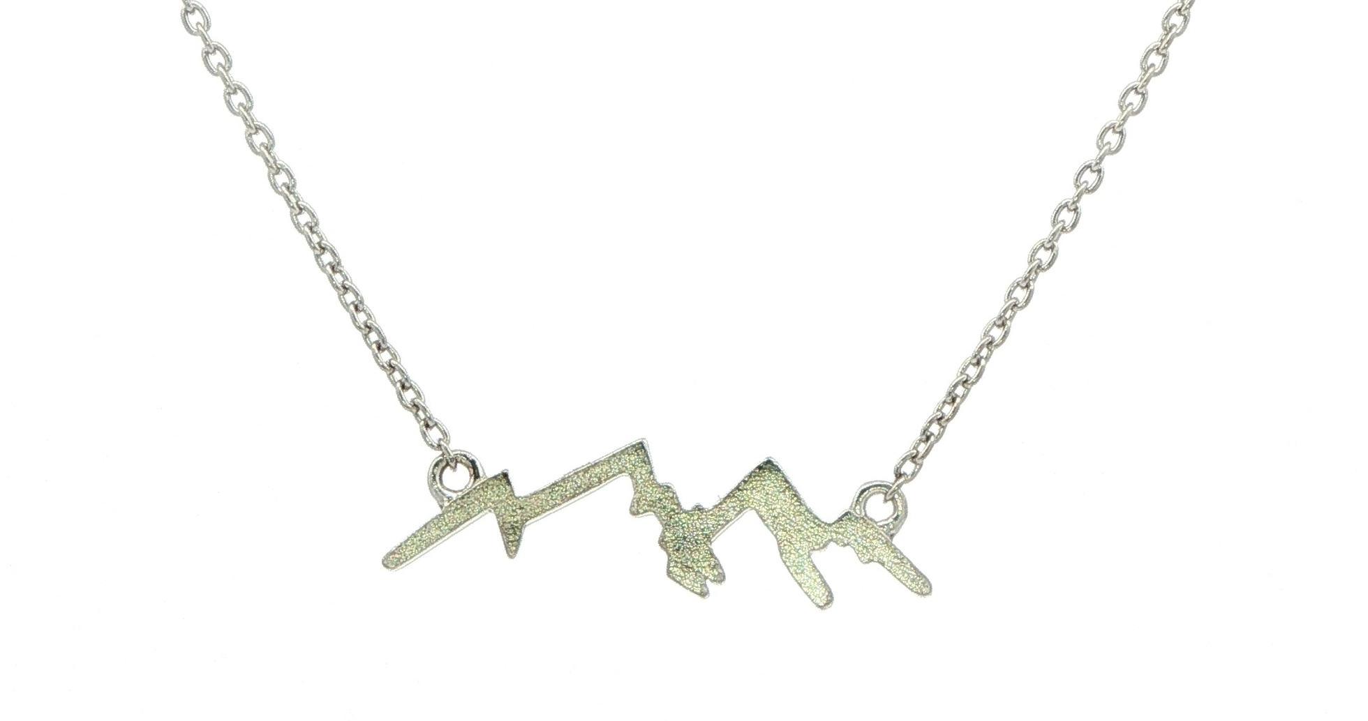 Textured Mountain Range Charm Necklace in Sterling Silver