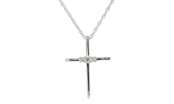 content/products/3-Stone Diamond Cross Necklace Sterling Silver (0.08cts TWT)