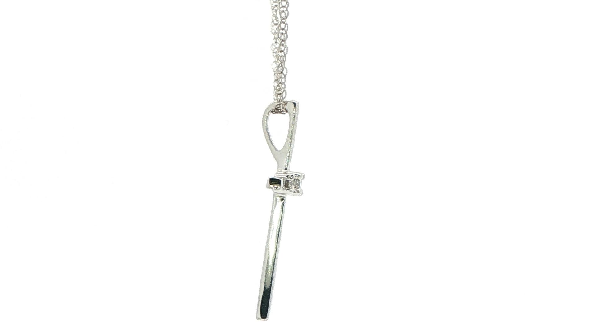3-Stone Diamond Cross Necklace Sterling Silver (0.08cts TWT) side