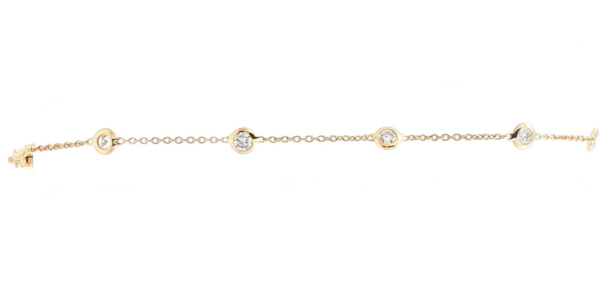 9-Stone By-the-Yard Diamond Station Bracelet in Yellow Gold (0.50cts TWT)